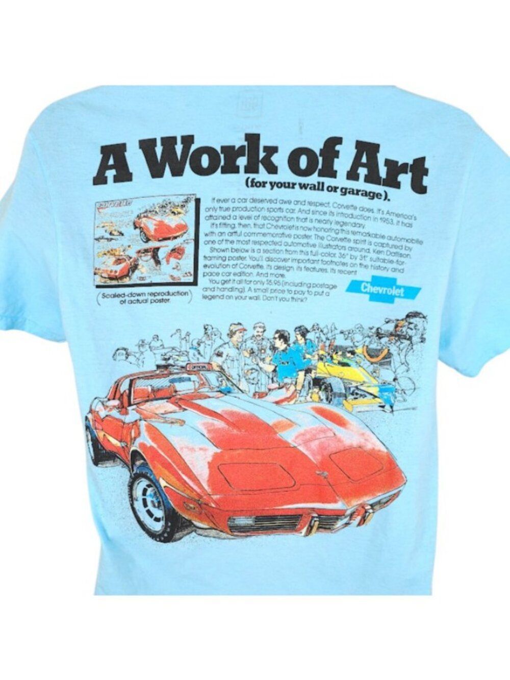 Corvette T Shirt Mens Size Medium Blue A Work Of Art Sports Car General Motors